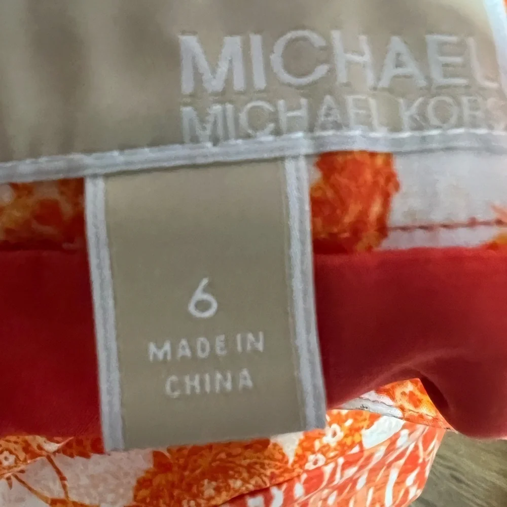 MICHAEL KORS  White Orange Floral Skirt Pencil Straight